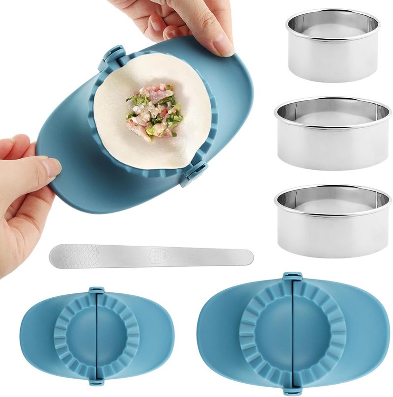 Ranjaner 3Pcs Dumpling Maker Press with 3 Dough Cutter and Stuffing Spoon, Pierogi Maker Press Empanadas Press Mold Set DIY Manual Wrapper for Stuffed Pierogi Pastelitos Wonton - Image 1